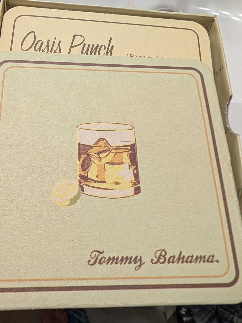 Tommy Bahama 16 Tropical Drink Coasters Set W/ Drink Instructions. Original Box